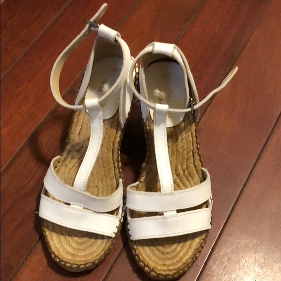 Laurent Mercadal white leather wedge sandals 37/7 - Picture 1 of 5